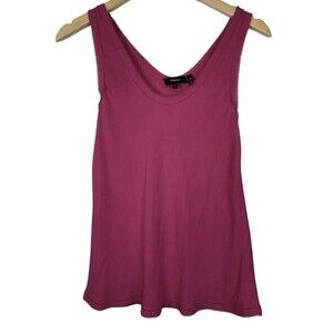 Theory 100% Silk Scoop Neck Pink Fuchsia Exposed Edge Tank Top Blouse Size Small